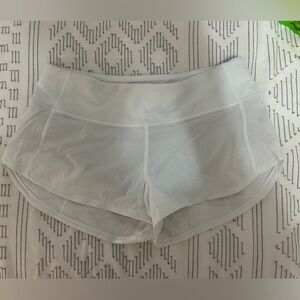 lululemon white speed up shorts